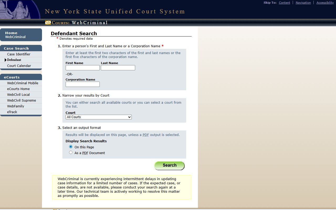 Suffolk County court records after arrest WebCriminal defendant search